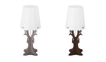 Wooden floor lamp with white lampshade