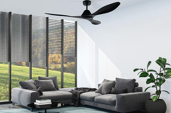 Black ANTIBES ceiling fan without light in the living room  35016