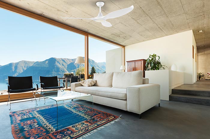 CARLI ceiling fan with light in the living room 35006