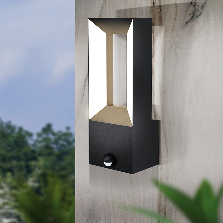 Exterior wall lights with motion sensors