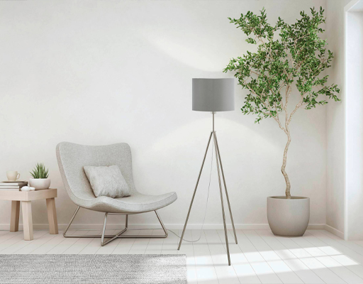 Tripod floor lamp and pendant in the living and dining area SCIGLIATTI