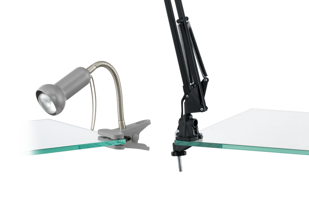 Clamp lights on the table